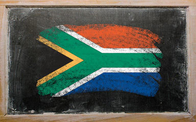 Image showing flag of South Africa on blackboard painted with chalk  