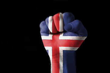 Image showing Fist painted in colors of iceland flag