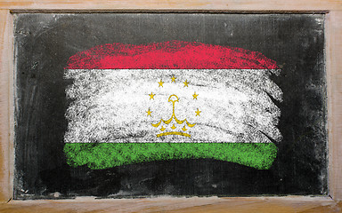Image showing flag of tajikistan on blackboard painted with chalk  