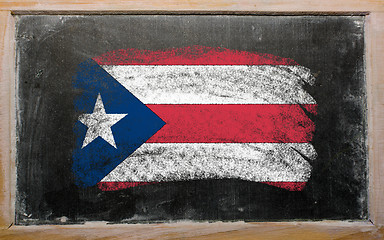 Image showing flag of puertorico on blackboard painted with chalk  