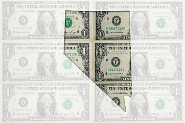 Image showing Outline map of nevada with transparent american dollar banknotes