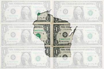 Image showing Outline map of wisconsin with transparent american dollar bankno