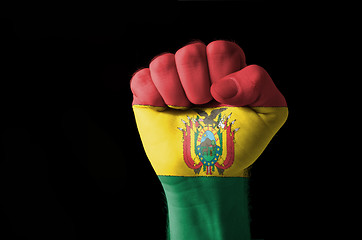 Image showing Fist painted in colors of bolivia flag