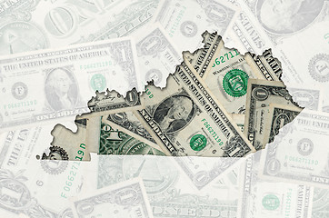 Image showing Outline map of Kentucky with transparent american dollar banknot