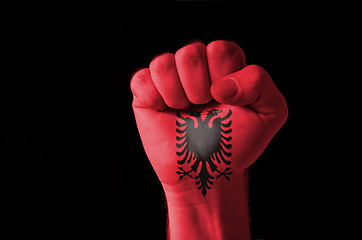 Image showing Fist painted in colors of albania flag