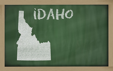 Image showing outline map of idaho on blackboard 