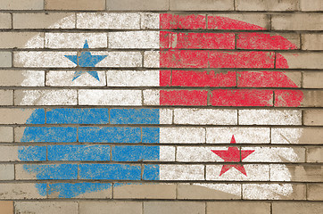 Image showing flag of panama on grunge brick wall painted with chalk  