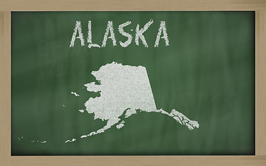 Image showing outline map of alaska on blackboard 