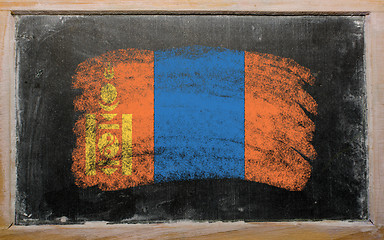 Image showing flag of mongolia on blackboard painted with chalk  