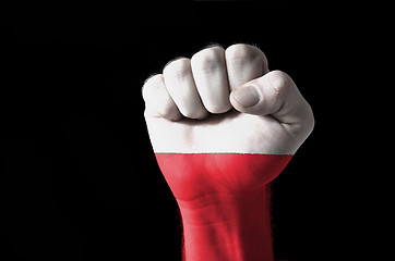 Image showing Fist painted in colors of poland flag