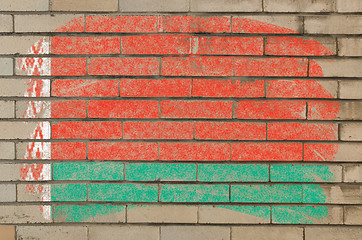 Image showing flag of belarus on grunge brick wall painted with chalk  