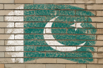 Image showing flag of Pakistan on grunge brick wall painted with chalk  