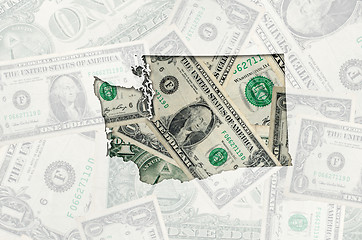 Image showing Outline map of washington with transparent american dollar bankn