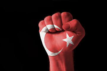 Image showing Fist painted in colors of turkey flag