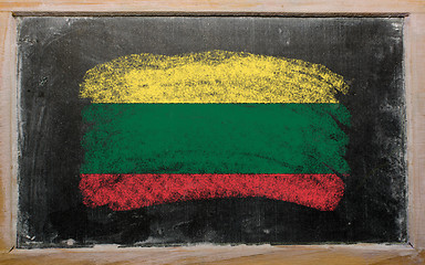 Image showing flag of lithuania on blackboard painted with chalk  