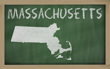 Image showing outline map of massachusetts on blackboard 