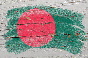 Image showing flag of bangladesh on grunge wooden texture painted with chalk  