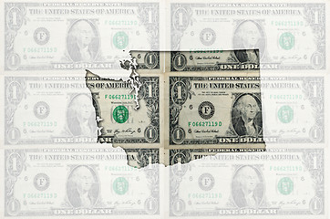 Image showing Outline map of washington with transparent american dollar bankn