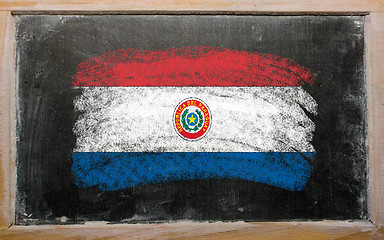 Image showing flag of paraguay on blackboard painted with chalk  