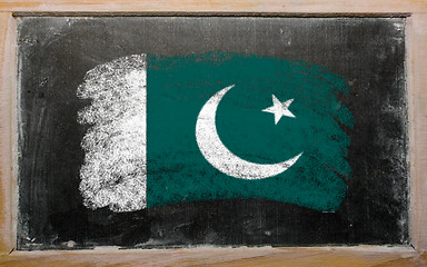 Image showing flag of Pakistan on blackboard painted with chalk  