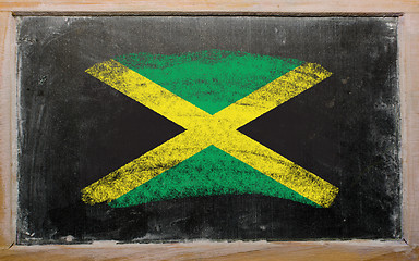 Image showing flag of Jamaica on blackboard painted with chalk  