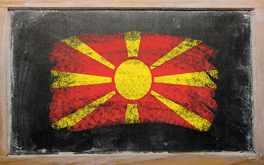 Image showing flag of macedonia on blackboard painted with chalk  