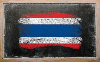 Image showing flag of Thailand on blackboard painted with chalk  