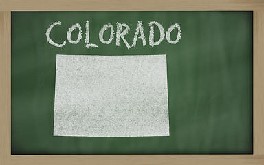 Image showing outline map of colorado on blackboard 