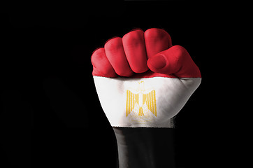 Image showing Fist painted in colors of egypt flag