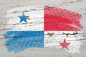 Image showing flag of panama on grunge wooden texture painted with chalk  