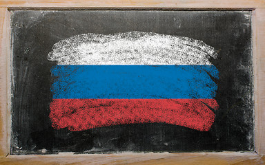 Image showing flag of Russia on blackboard painted with chalk  