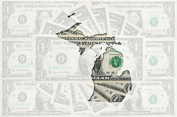 Image showing Outline map of michigan with transparent american dollar banknot