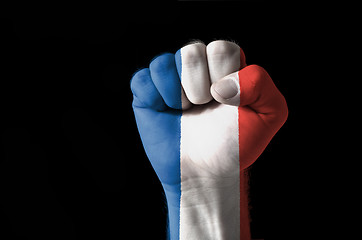 Image showing Fist painted in colors of france flag