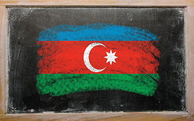 Image showing flag of Azerbaijan on blackboard painted with chalk  