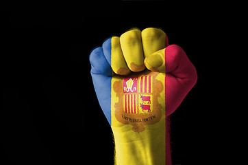 Image showing Fist painted in colors of andora flag