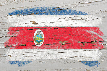 Image showing flag of costa rica on grunge wooden texture painted with chalk  