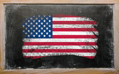 Image showing flag of USA on blackboard painted with chalk  