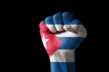 Image showing Fist painted in colors of cuba flag
