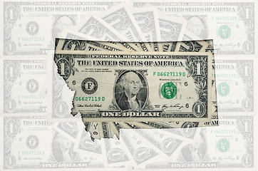 Image showing Outline map of montana with transparent american dollar banknote