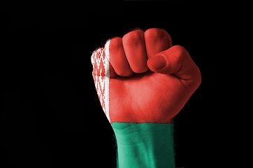 Image showing Fist painted in colors of belarus flag