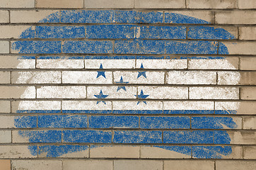 Image showing flag of honduras on grunge brick wall painted with chalk  