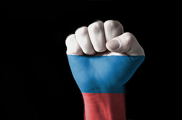 Image showing Fist painted in colors of russia flag