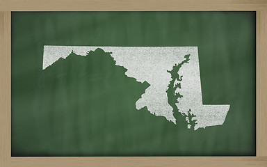 Image showing outline map of maryland on blackboard 