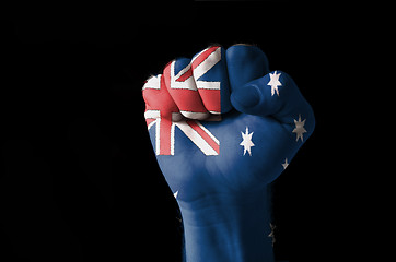 Image showing Fist painted in colors of australia flag