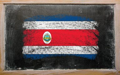 Image showing flag of Costa Rica on blackboard painted with chalk  