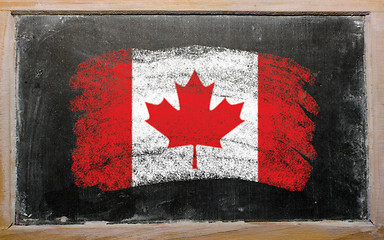 Image showing flag of Canada on blackboard painted with chalk  