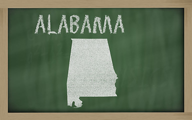 Image showing outline map of alabama on blackboard 