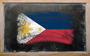 Image showing flag of phillipines on blackboard painted with chalk  