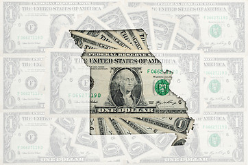 Image showing Outline map of missouri with transparent american dollar banknot
