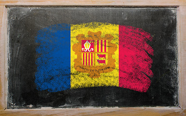 Image showing flag of Andora on blackboard painted with chalk  